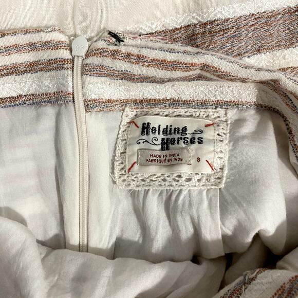 Anthropologie Holding Horses Avery Cream Striped Boho Wrap Mini Skirt 8 - Picture 8 of 10